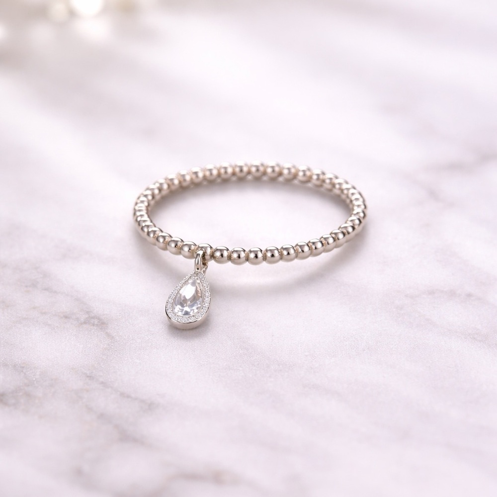925 Sterling Silver Delicate Dangle Charm Ring – Minimalist Elegance size 6